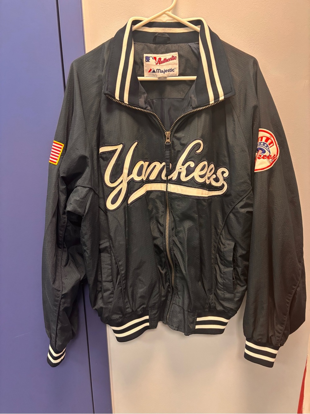 90’s vintage Majestic Navy and White Authentic Collection Jacket